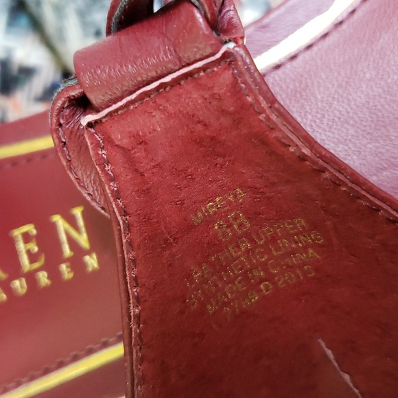 Ralph LAUREN Mireya Burgundy Garnet  Red Leather FLAT Sandal Open Toe sz: 8 - Picture 6 of 7